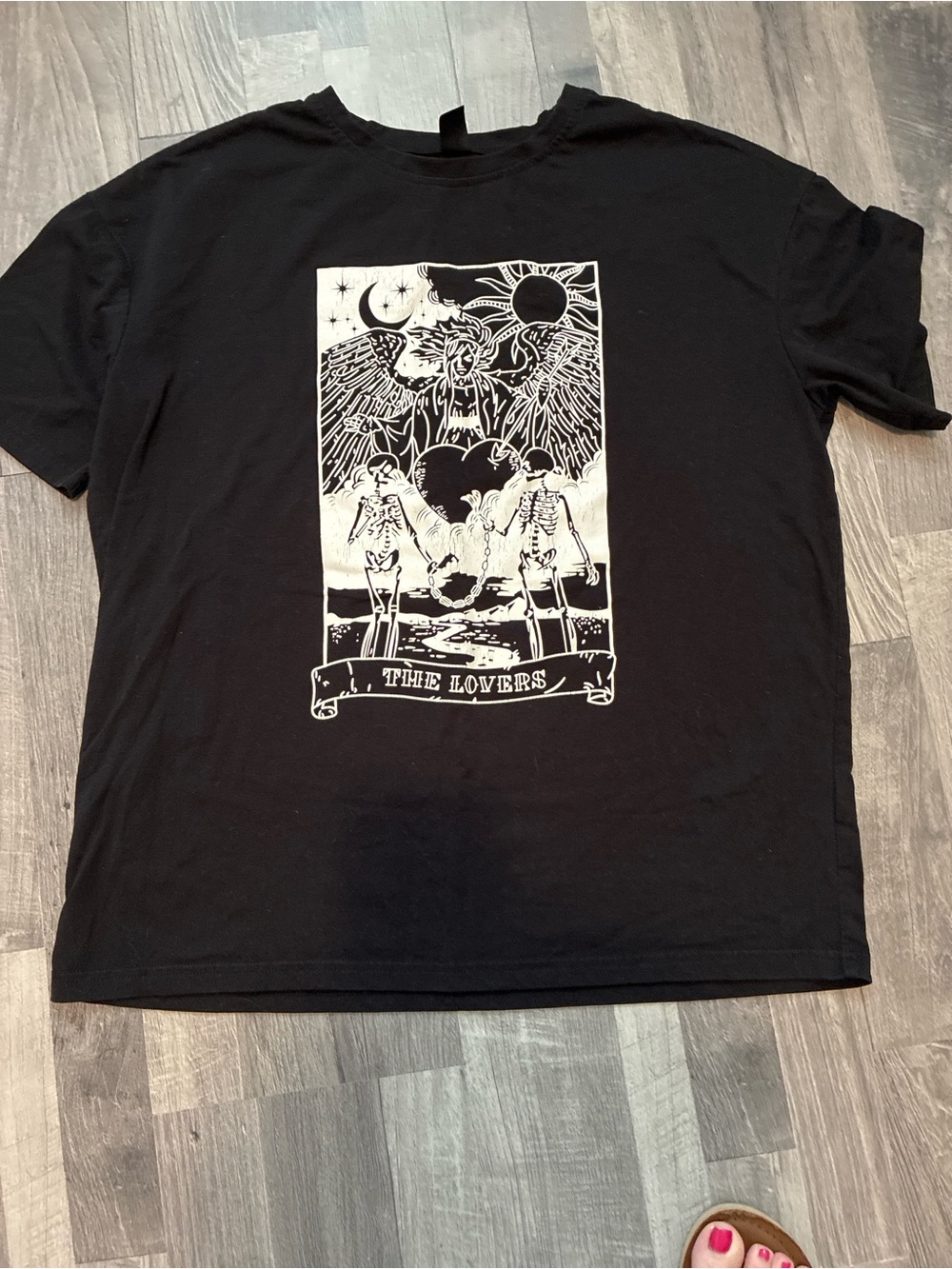 SHEIN Black Graphic 'The Lovers' Short Sleeve Tee
